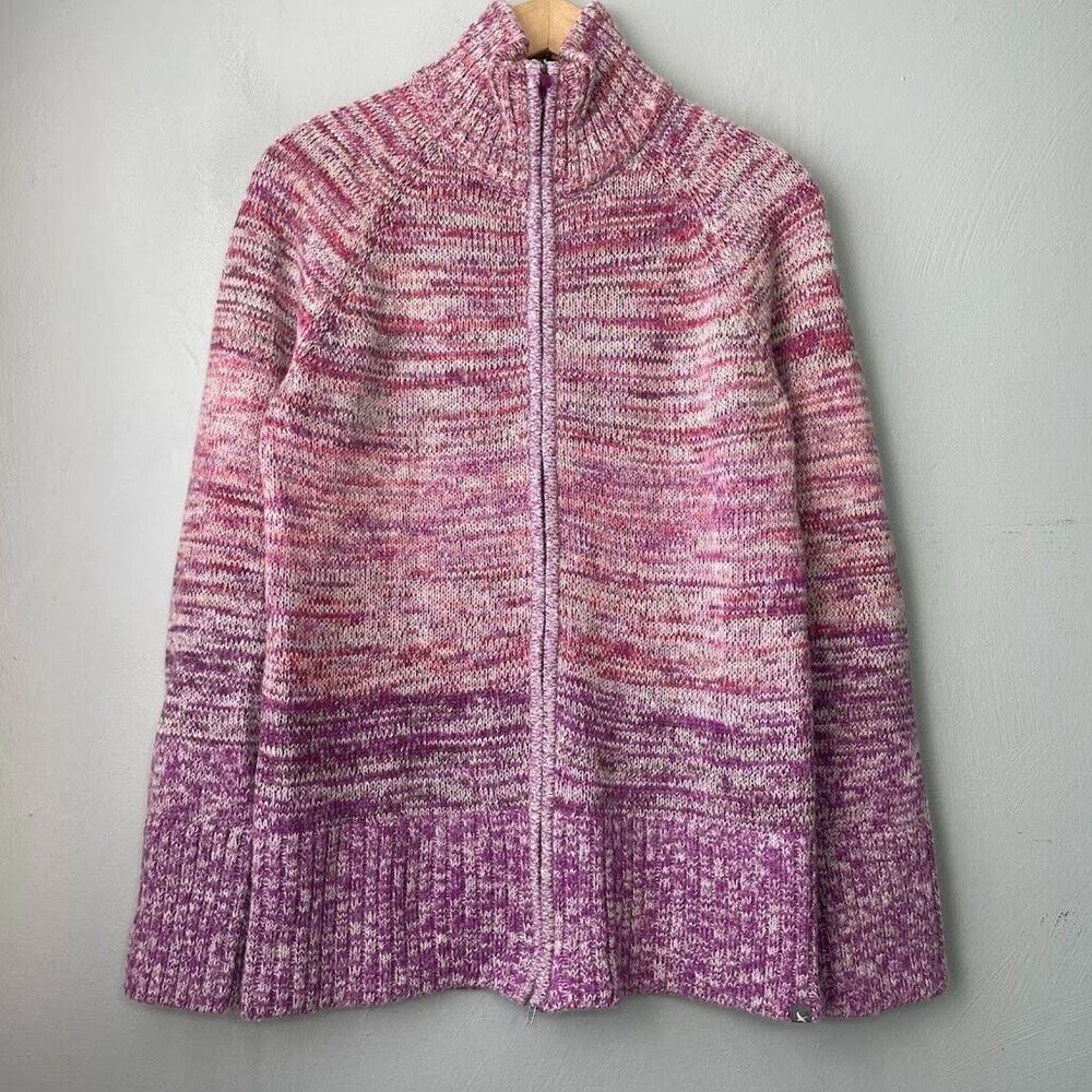 Eddie Bauer Womens Size Medium Space Dye Zip Sweater Cardigan Retro Coatigan
